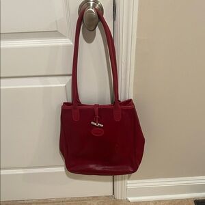 Vintage red leather Longchamp bag
